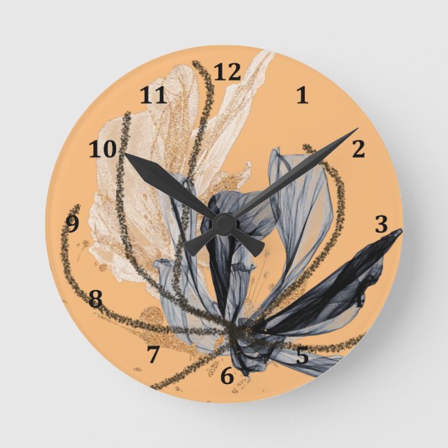 Reloj de pared con flores flotantes (Anverso)