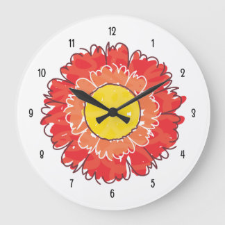 Reloj de pared con flores hermoso - Rojo