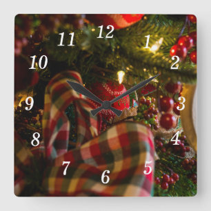 Reloj de pared con forma de árbol de Navidad