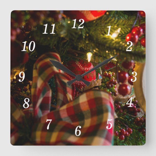 Reloj de pared con forma de árbol de Navidad (Anverso)