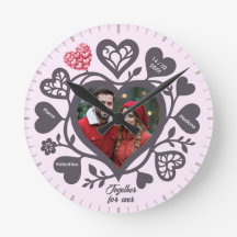 Reloj de pared con foto de corazón personalizada r