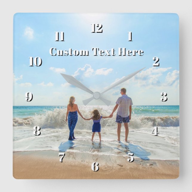 Reloj de pared con foto familiar texto personaliza (Anverso)