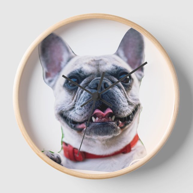 Reloj de pared con foto personalizada de Bulldog F (Anverso)