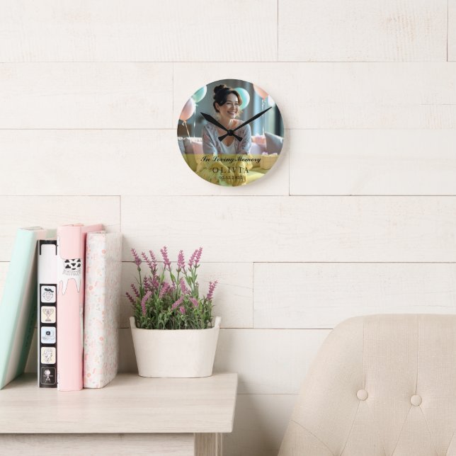 Reloj de pared con foto personalizada En Memoria A (Sala de lectura)