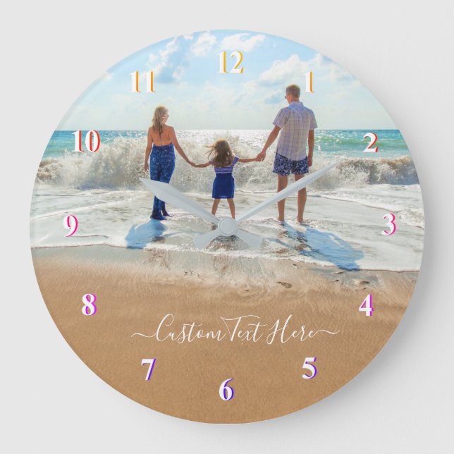 Reloj de pared con foto Personalizado texto tu pro (Anverso)
