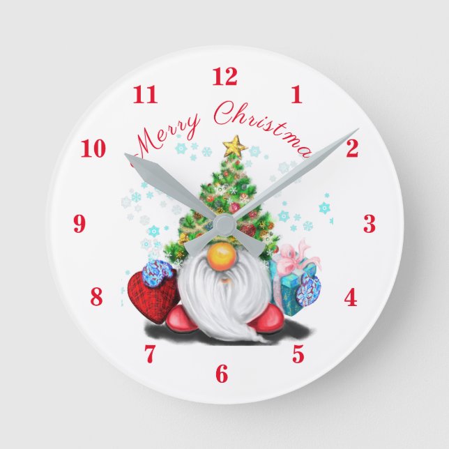 Reloj de pared con gnomo de Navidad (Anverso)