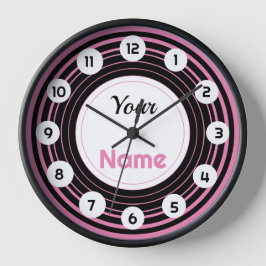 Reloj de pared con hipnosis rosa personalizada