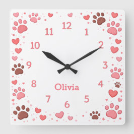 Reloj de pared con huella de pata de mascota de no