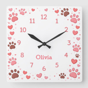 Reloj de pared con huella de pata de mascota de no
