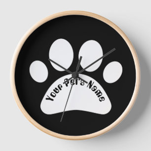 Reloj de pared con huella de pata de perro persona
