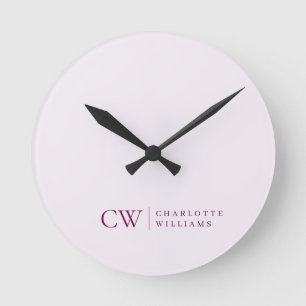 Reloj de pared con inicial rosa personalizado con 