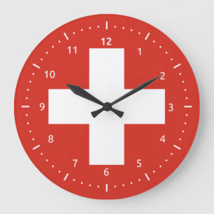 Reloj de pared con la bandera de Suiza