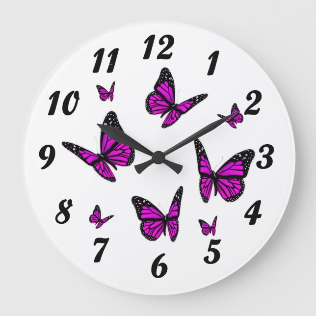 Reloj de pared con las mariposas que agitan (Anverso)
