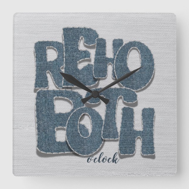 Reloj de pared con letras de jeans de Rehoboth Del (Anverso)