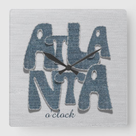 Reloj de pared con letras de mezclilla de Atlanta