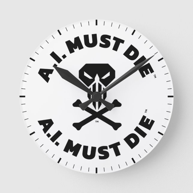 Reloj de pared con logotipo A.I. Must Die™ (fuente (Anverso)