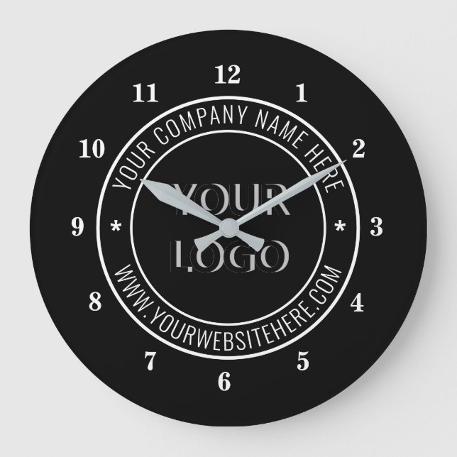 Reloj de pared con logotipo y texto personalizado  (Anverso)