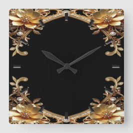 Reloj de pared con marco de oro elegante