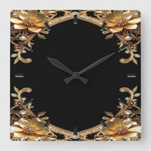 Reloj de pared con marco de oro elegante