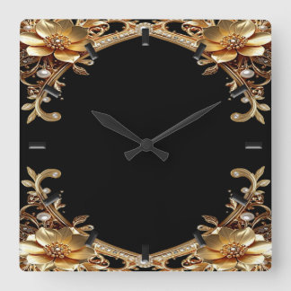 Reloj de pared con marco de oro elegante