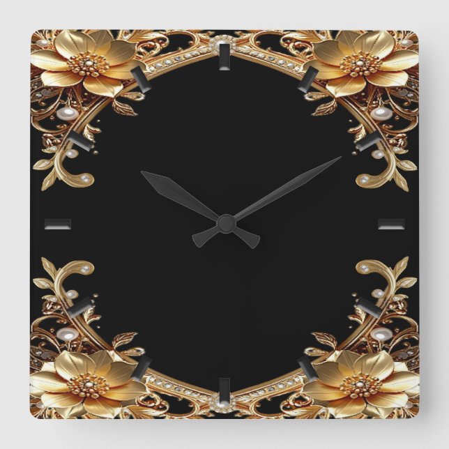 Reloj de pared con marco de oro elegante (Anverso)