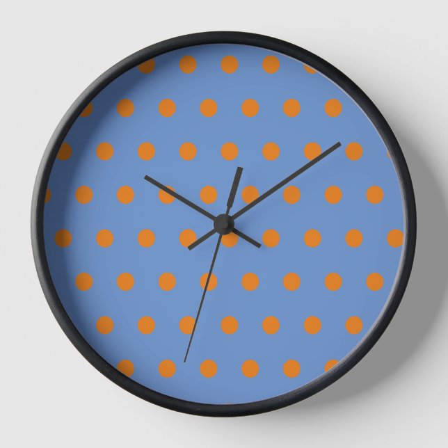 Reloj de pared con marco de punto de polka (Denim  (Anverso)