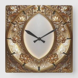 Reloj de pared con marco dorado ornamentado