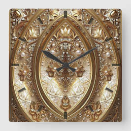 Reloj de pared con marco dorado ornamentado
