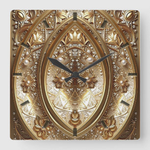 Reloj de pared con marco dorado ornamentado