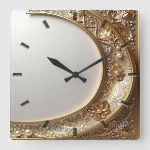 Reloj de pared con marco dorado ornamentado