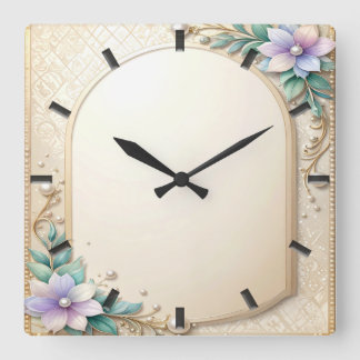 Reloj de pared con marco floral decorativo con per