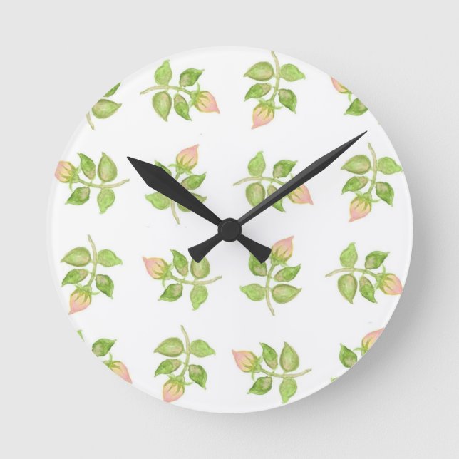 Reloj de pared con motivos rosebud de bonito (Anverso)