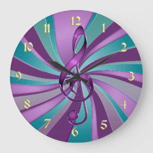 Reloj de pared con música Swirl verde azulada y vi