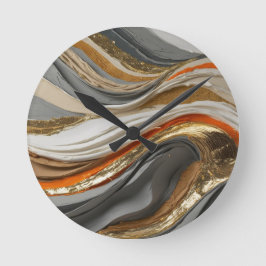 Reloj de pared con naranja vibrante y tonos grises