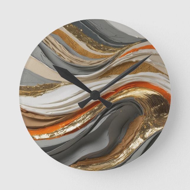 Reloj de pared con naranja vibrante y tonos grises (Anverso)