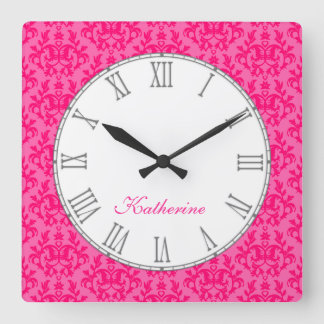 reloj de pared con nombre de damasco canguro rosa 