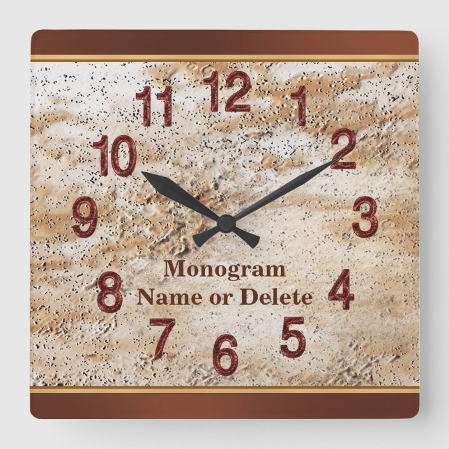 Reloj de pared con nombre personalizado y monogram (Anverso)