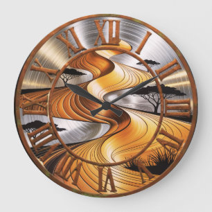 Reloj de pared con números romanos y aspecto metál