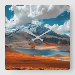 Reloj de pared con paisaje majestuoso de montaña y