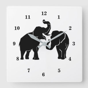 Reloj de pared con pareja de elefantes