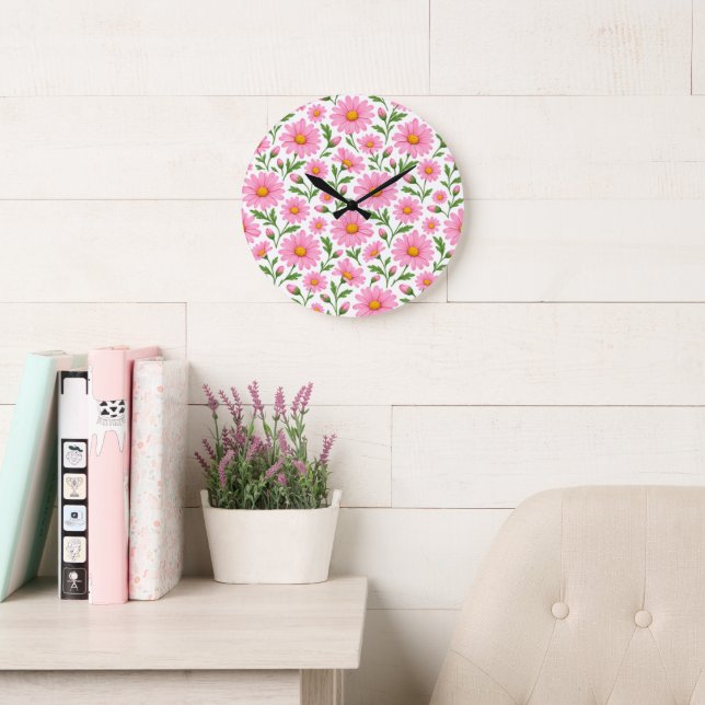 Reloj de pared con patrón botánico floral de marga (Sala de lectura)