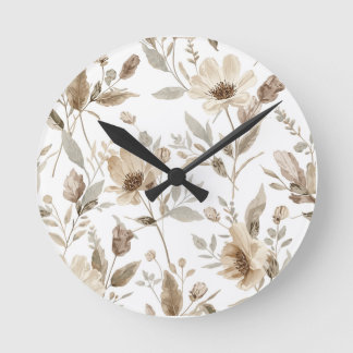 Reloj de pared con patrón botánico | Reloj floral