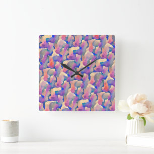 Reloj de pared con patrón de acuarela multicolor