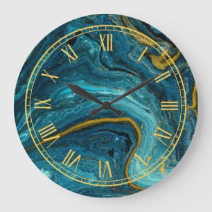 Reloj de pared con patrón de arte fluido moderno