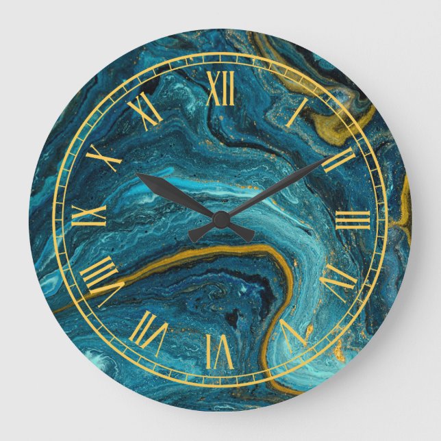 Reloj de pared con patrón de arte fluido moderno (Anverso)