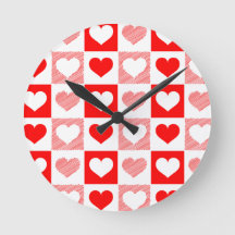 Reloj de Pared con Patrón de Corazón Moderno - Roj
