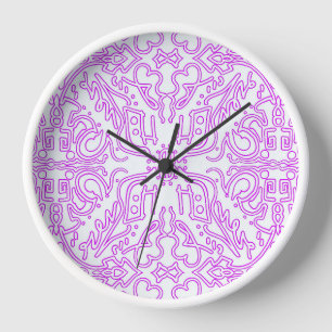 Reloj de pared con patrón de Mandala de suave rosa