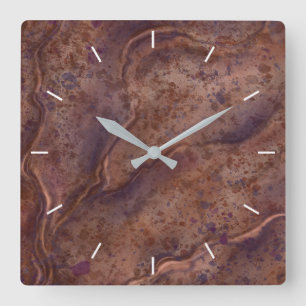 Reloj de pared con patrón de mármol marrón