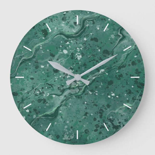 Reloj de pared con patrón de mármol verde (Anverso)