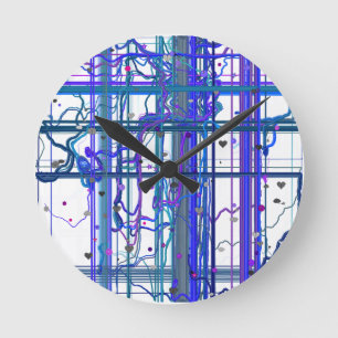 Reloj de pared con patrón de murales florales abst